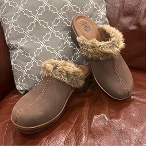 Crocs Fur-Lined Brown Cobbler Clog Heel Sandal